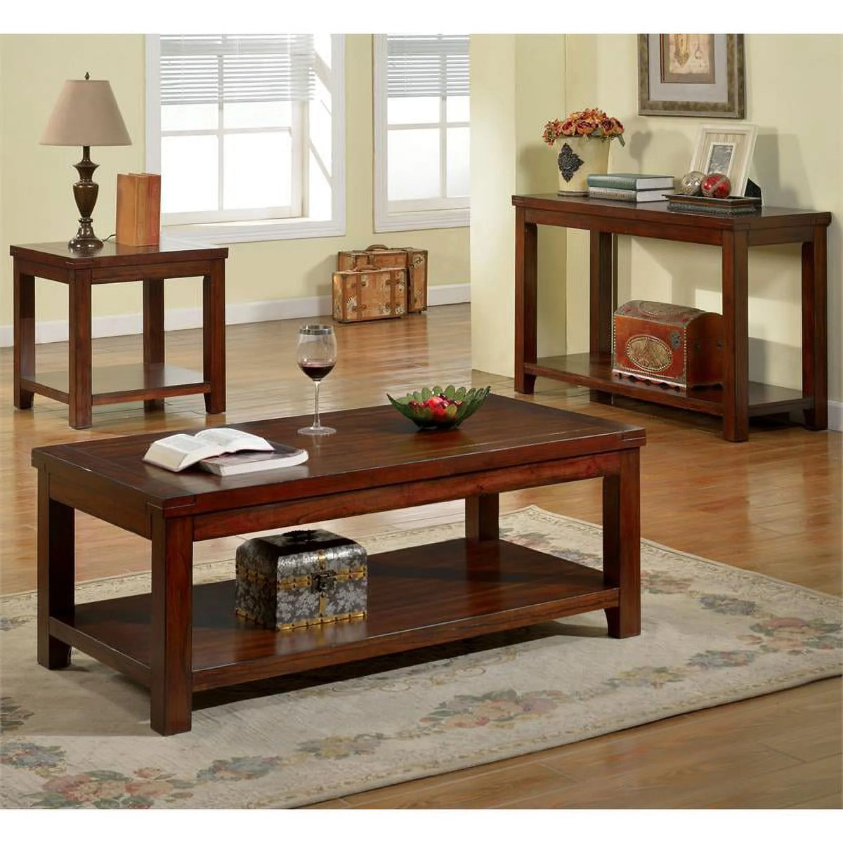 Cherry Wood 1-Shelf Console Table H673