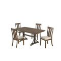 Brown Oak 5 Piece Dining Table Set with 4 Side Chairs O426268
