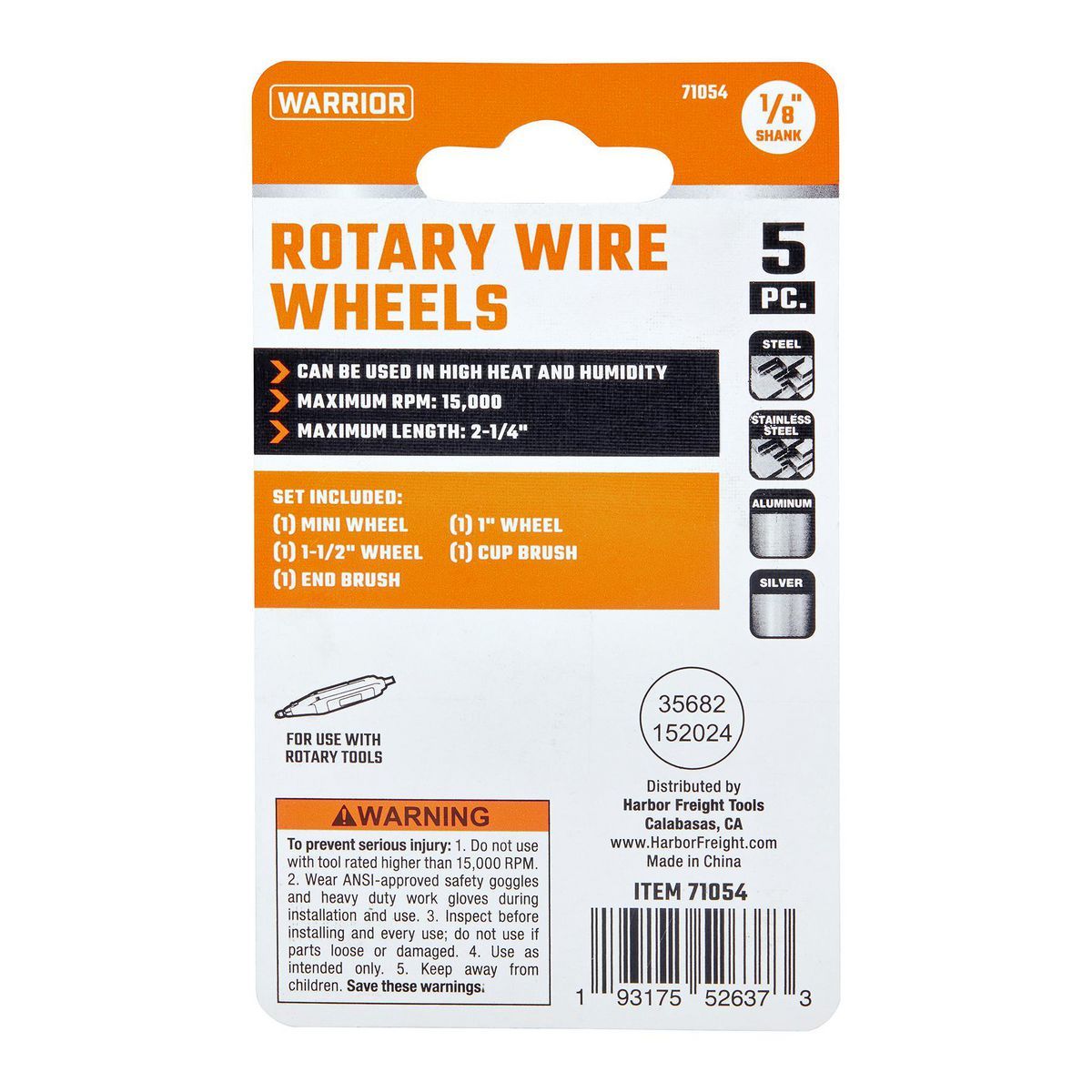 Stainless Steel Rotary Wire Wheel and Brush Set, 5-Piece V7500