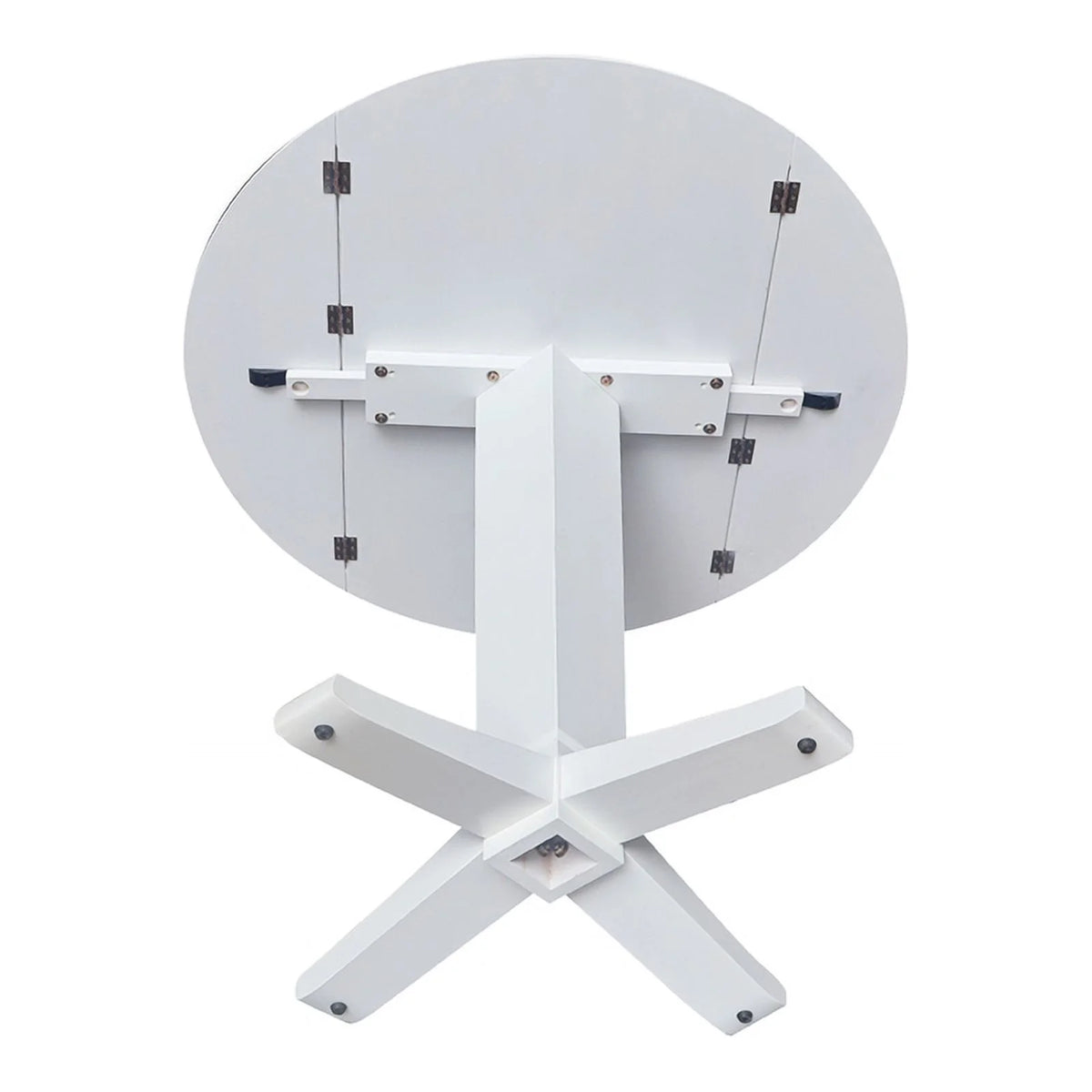 42" Round Solid Wood Dual Drop Leaf Pedestal Dining Table in White C84822