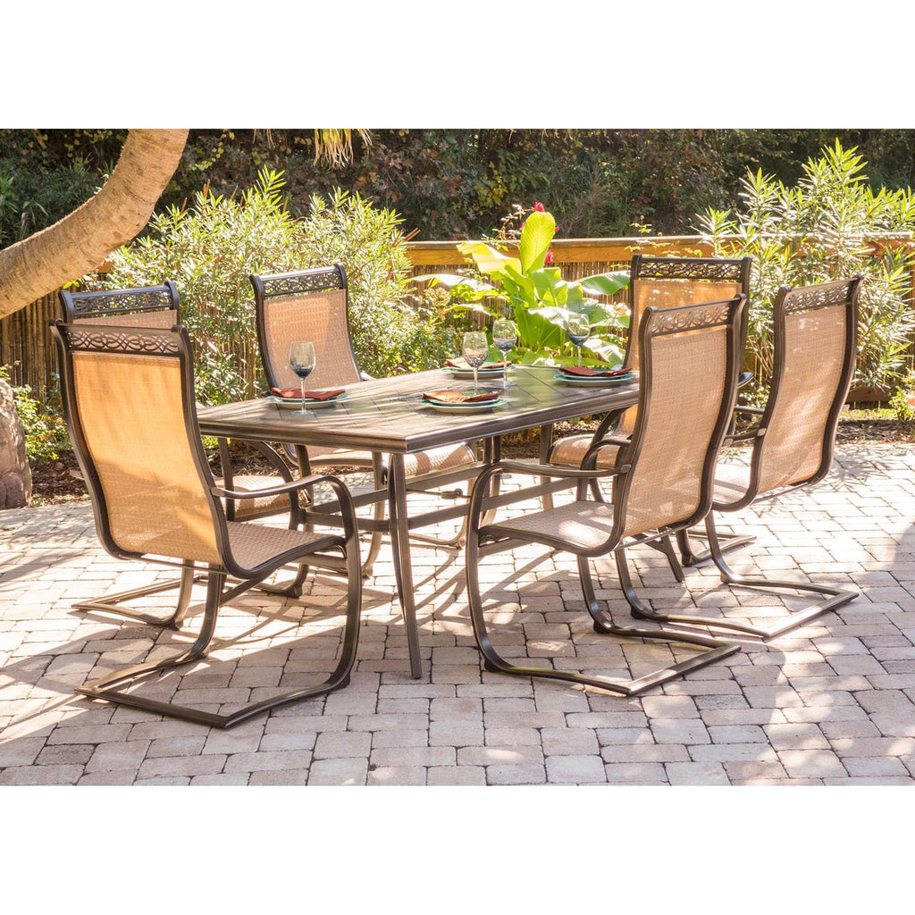 7-Piece Tile-Top Outdoor Dining Set with Chairs and Umbrella L876181