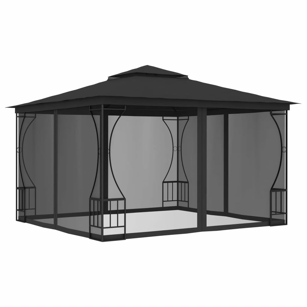 Gazebo with Nets 9.8'x9.8'x8.7' Anthracite J6352