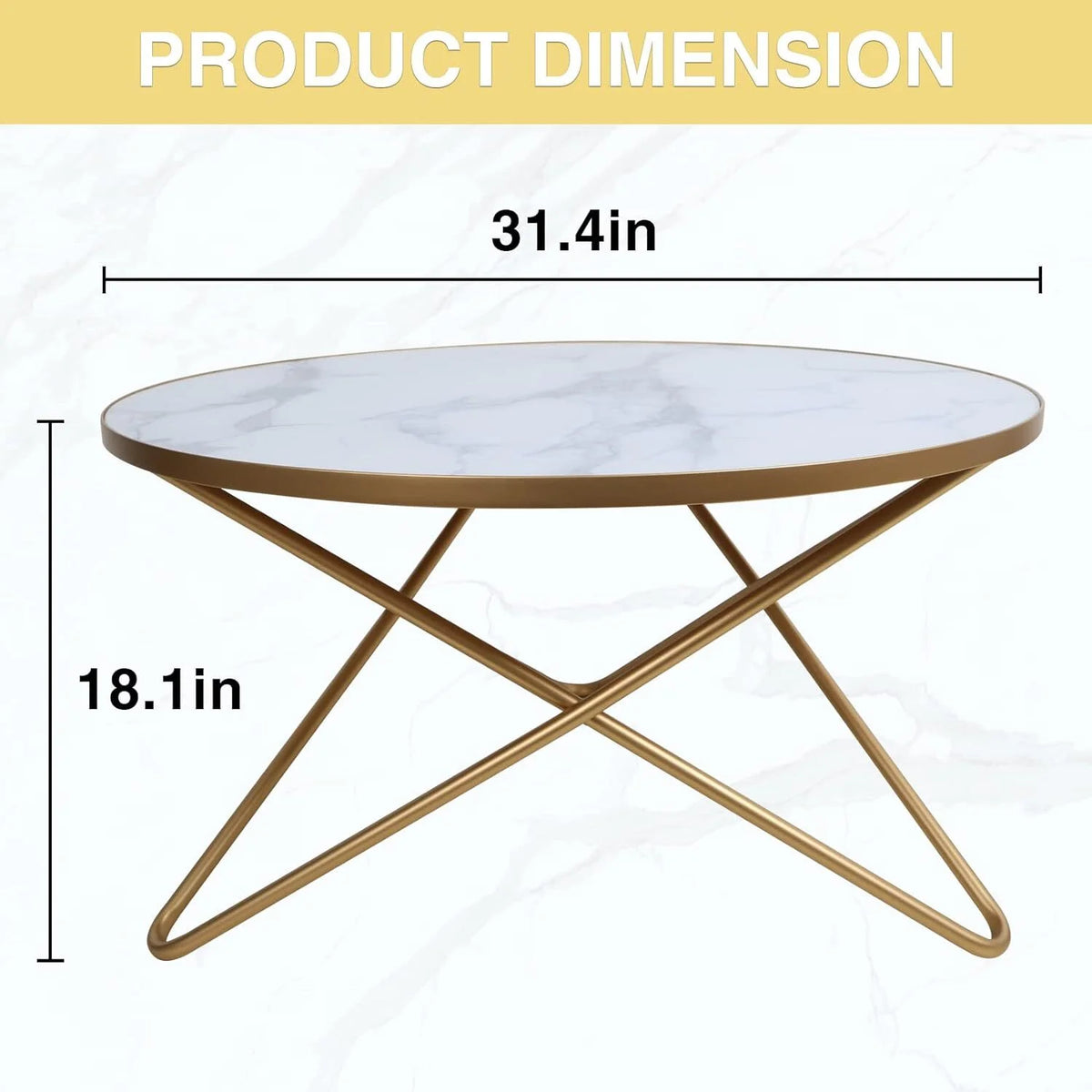 Round Coffee Table with White Faux Marble Top M2476
