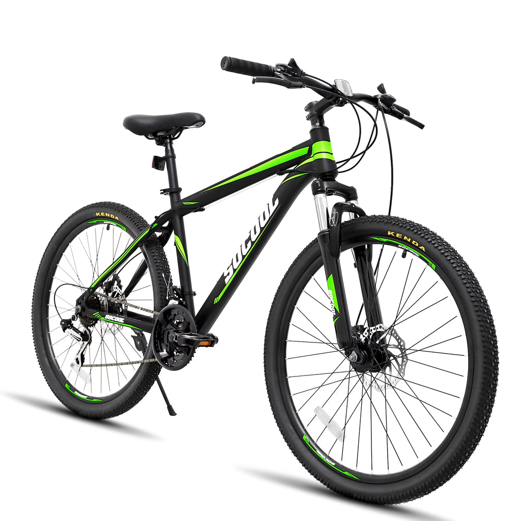 Full-Suspension Mountain Bike, 21 Speed, 26 Inch Wheel, Black&White&Green Stripes Y570