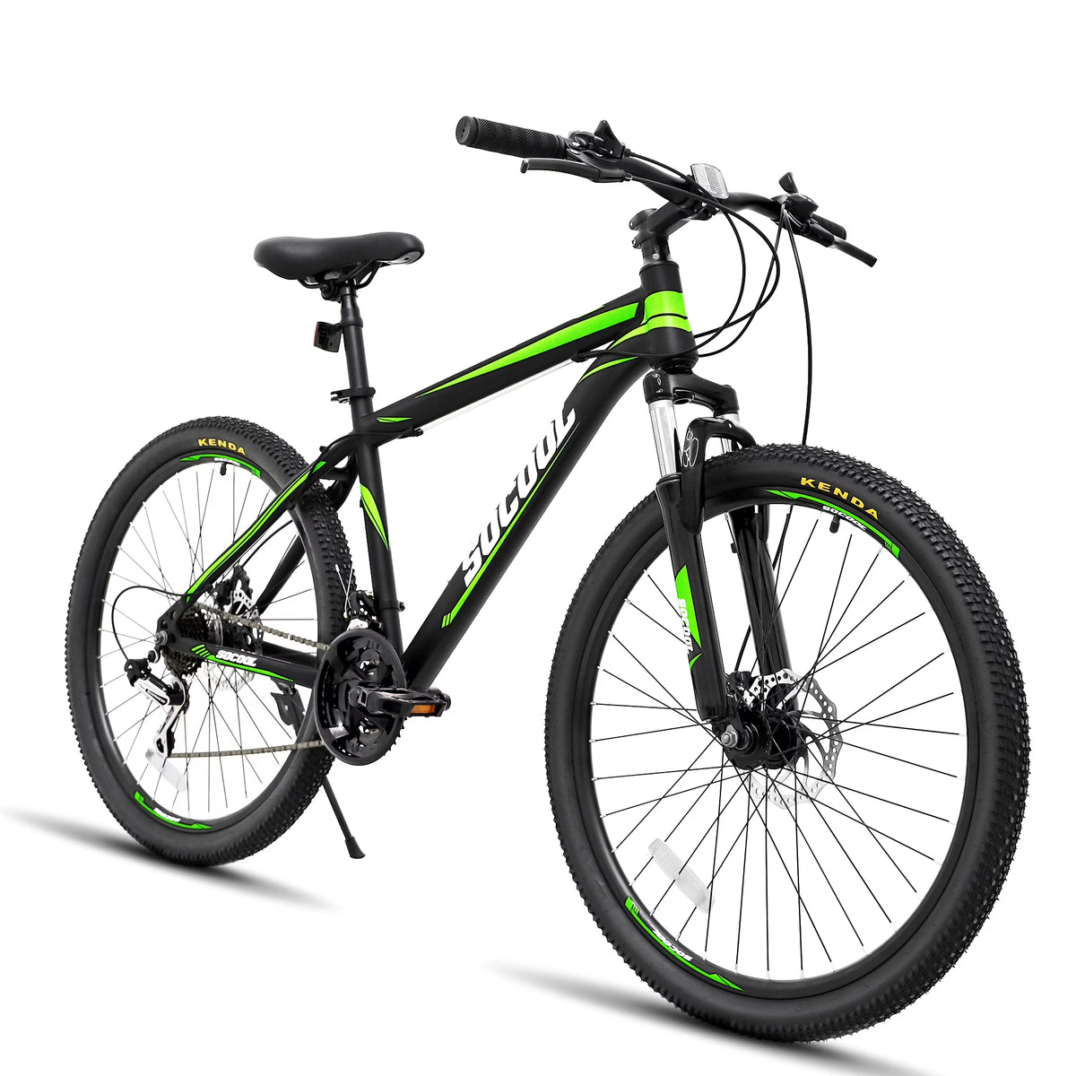 Full-Suspension Mountain Bike, 21 Speed, 26 Inch Wheel, Black&White&Green Stripes Y570