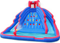 Inflatable Water Slide Park with Climbing Wall, Two Slides & Splash Pool, Nylon, with Air Pump & Carrying Case S674