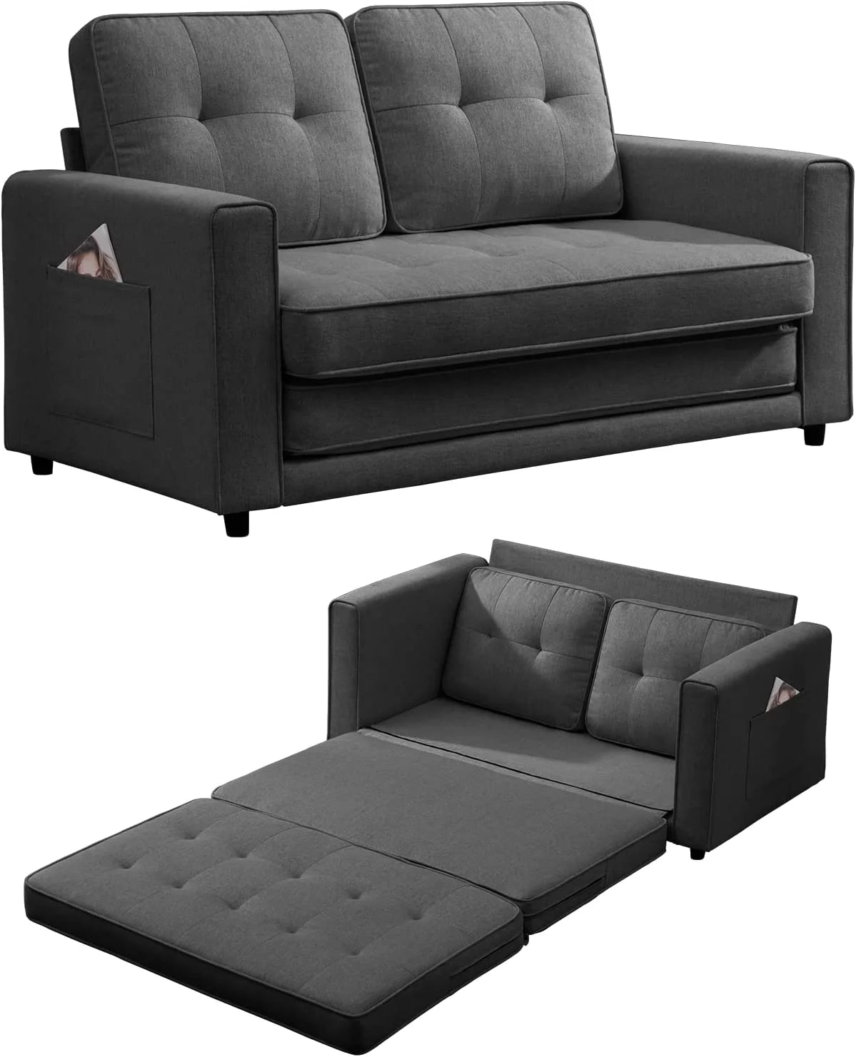 Dark Grey 3-in-1 Sleeper Sofa Bed J2195