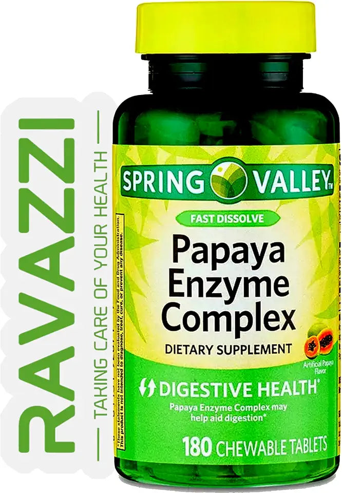 Chewable Papaya Enzyme Tablets Dietary Supplement, 180 Count O610437