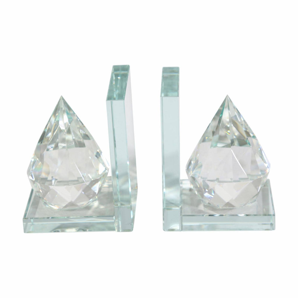 Crystal Teardrop Bookends Set of 2 F408