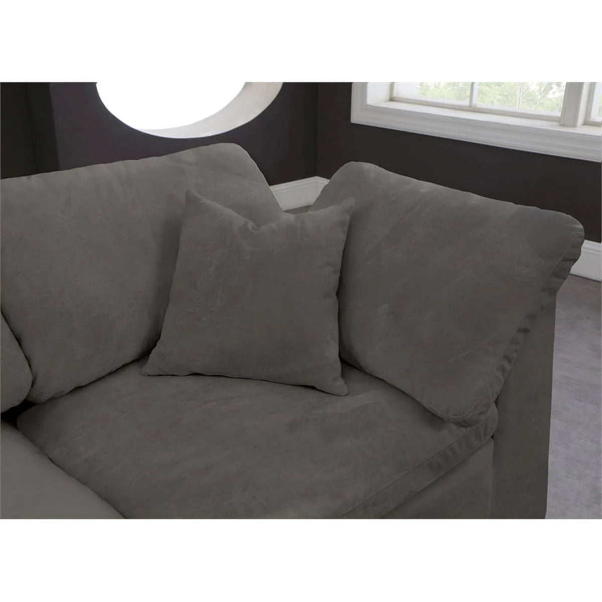 Gray Velvet Modular Sectional F5680