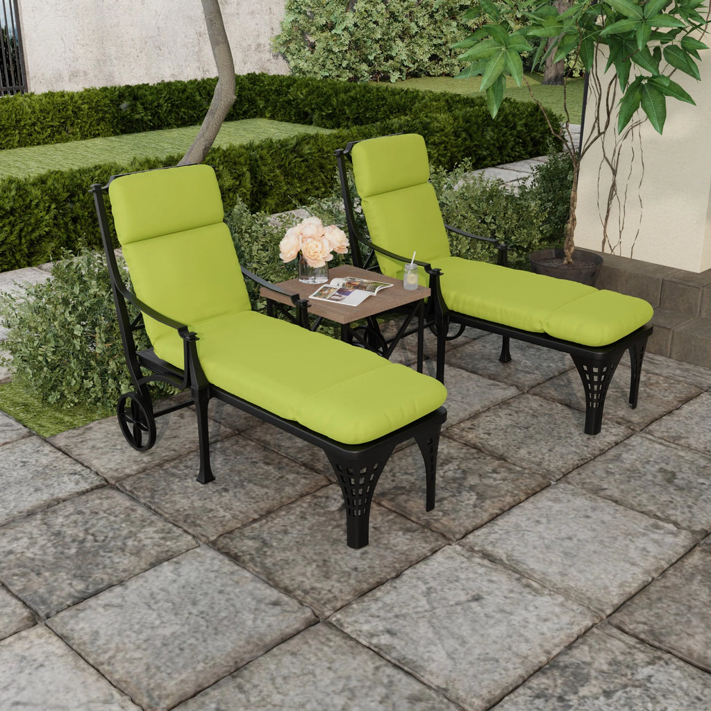 74" x 22" Green Outdoor Chaise Lounge Cushion with Ties Z82305
