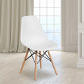 White Plastic Chair with Wooden Legs T9242