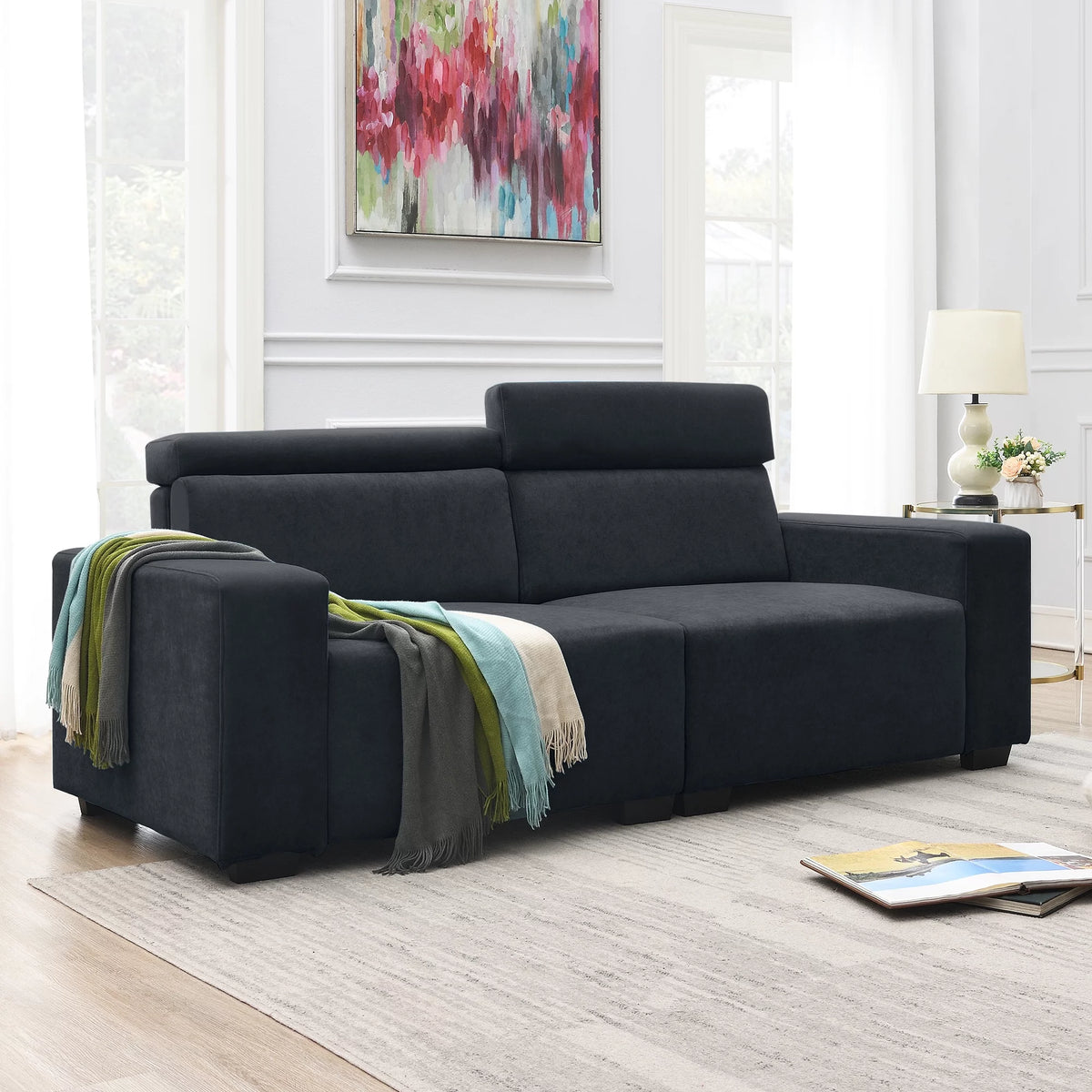 Black Velvet 2-Seater Sofa M888069