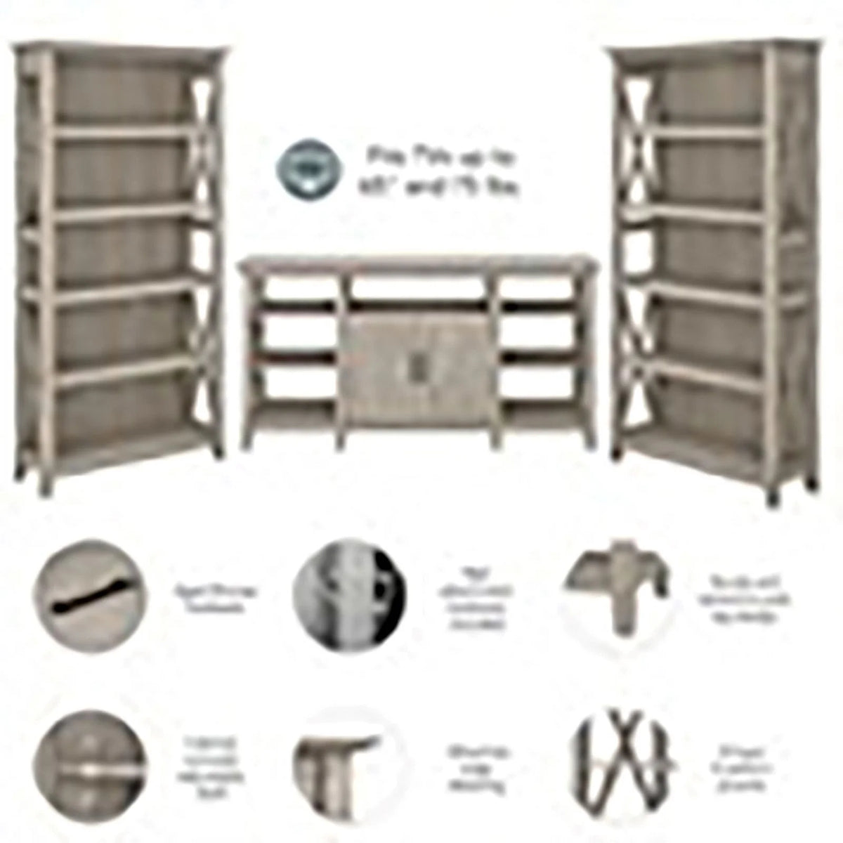 Tall Wood TV Stand with 2 Bookcases V90206