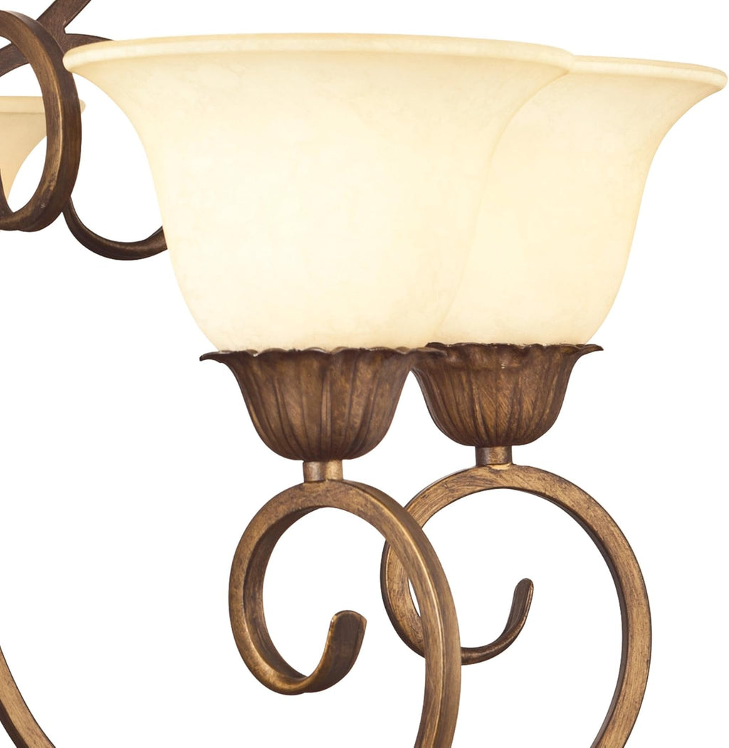 Ebony Gold Finish Five-Light Chandelier with Burnt Scavo Glass H476087