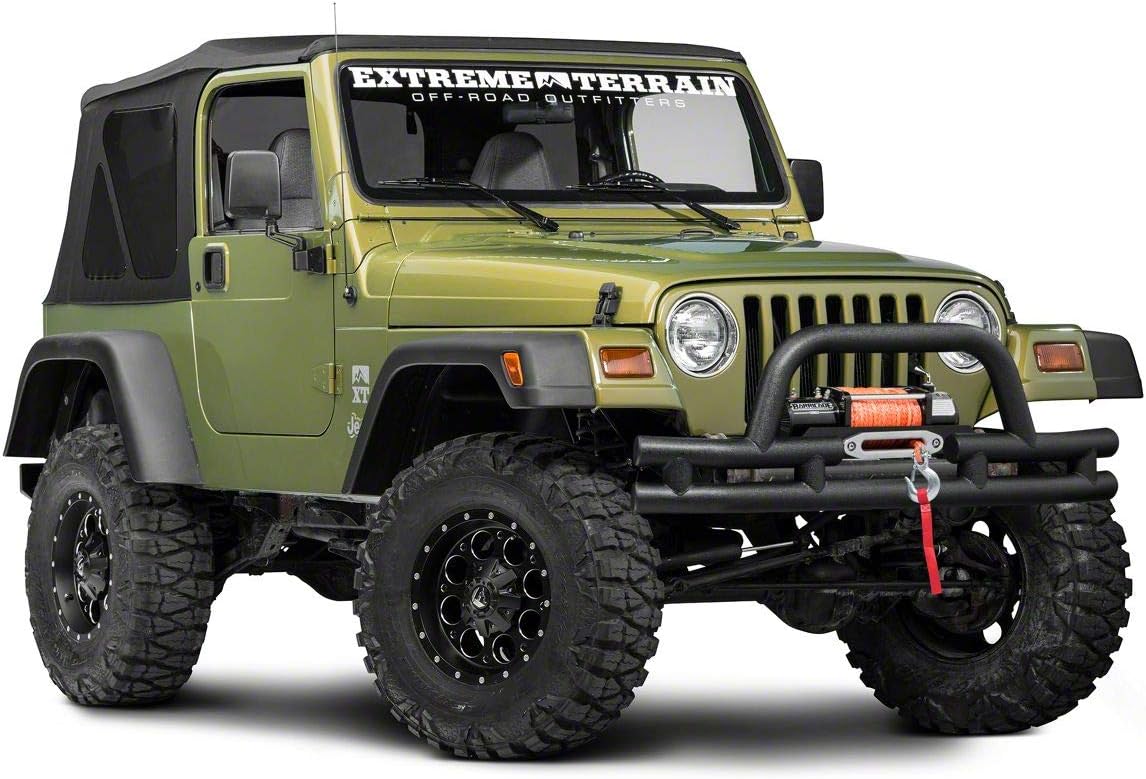 Textured Black Tubular Front Bumper with Winch Cutout N6597