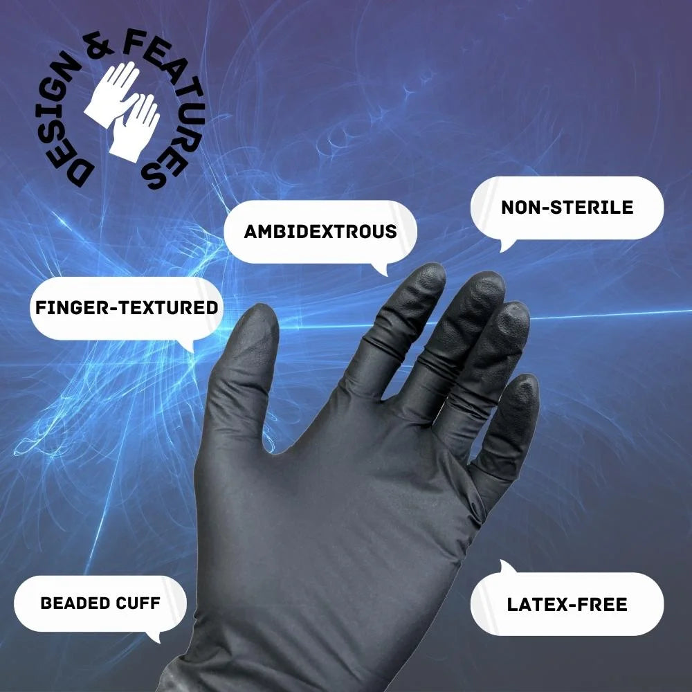 Black Nitrile Exam Gloves Medium 1000 Count U508002