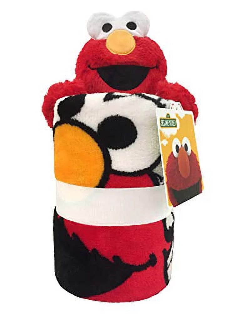 Elmo Pillow Buddy and Red Grey Throw Blanket Set F1244