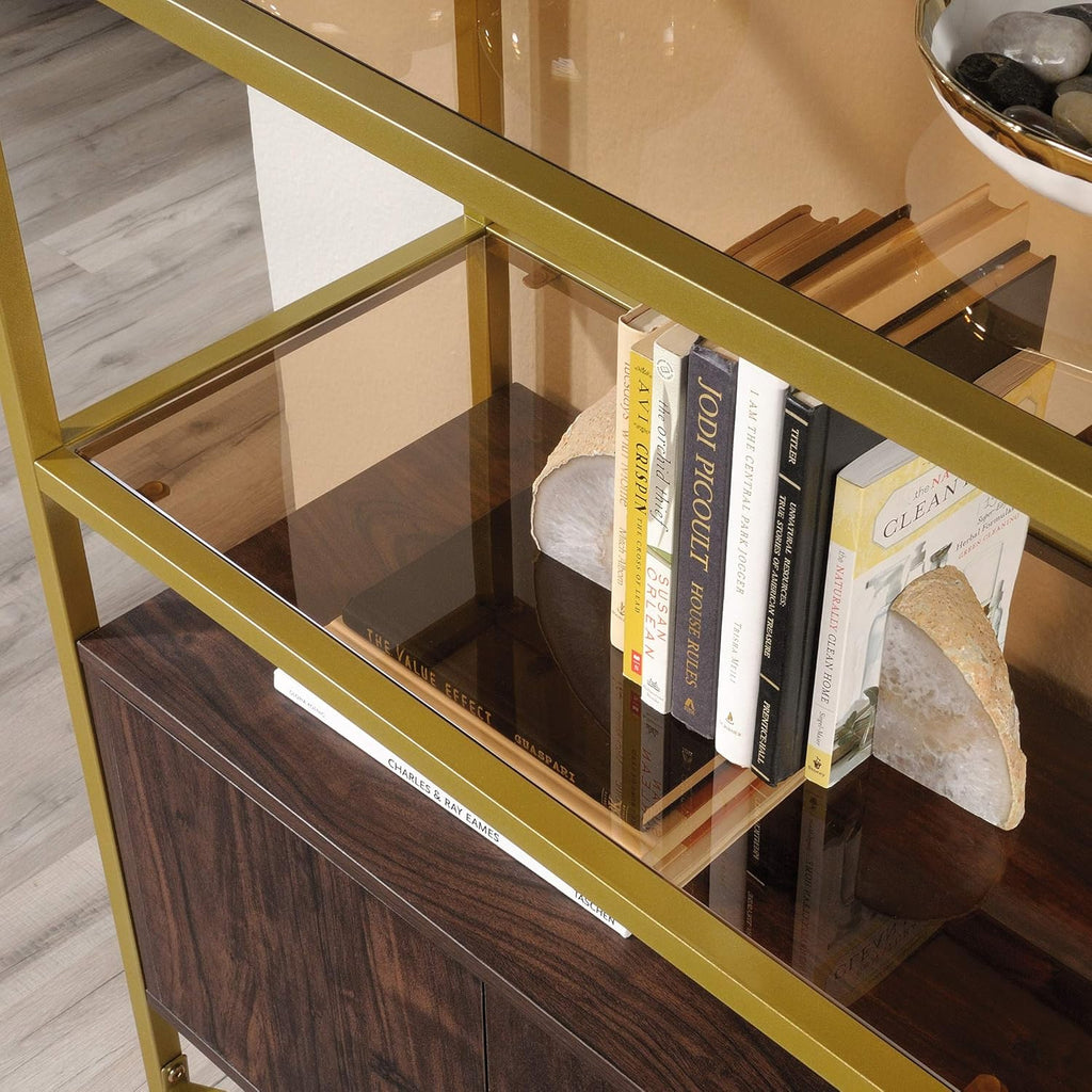 Bookcase with Doors, Rich Walnut Finish O75790