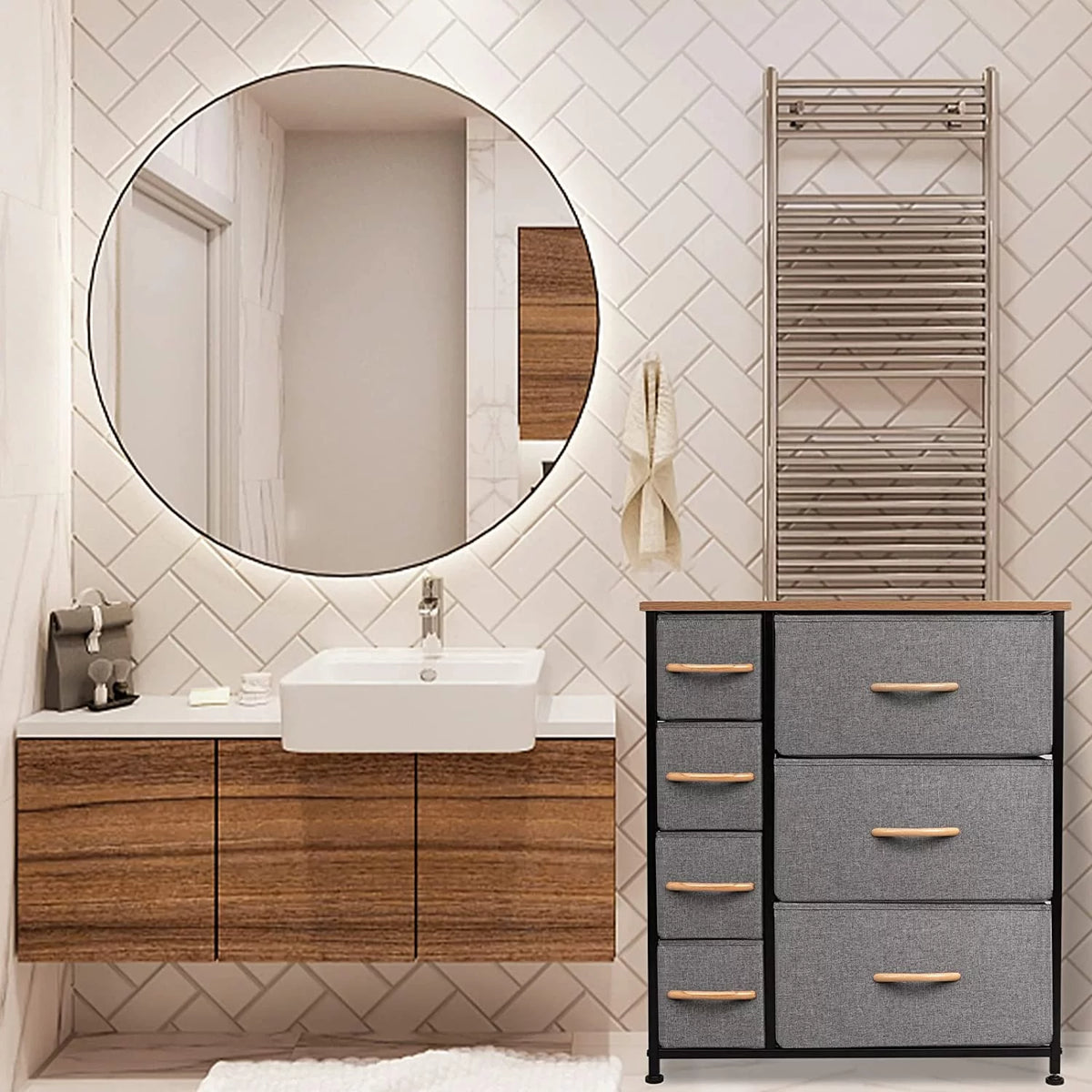 7 Drawer Dark Gray Dresser Storage Tower E94588